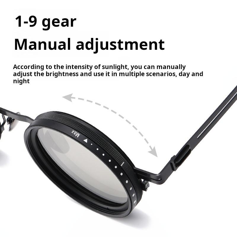 Brand Punk Polarized ND9 Adjustable Dimming Sun Glasses Men Women Round Sunglasses Men's Fishing Eyeglasses Outdoor Shades UV400