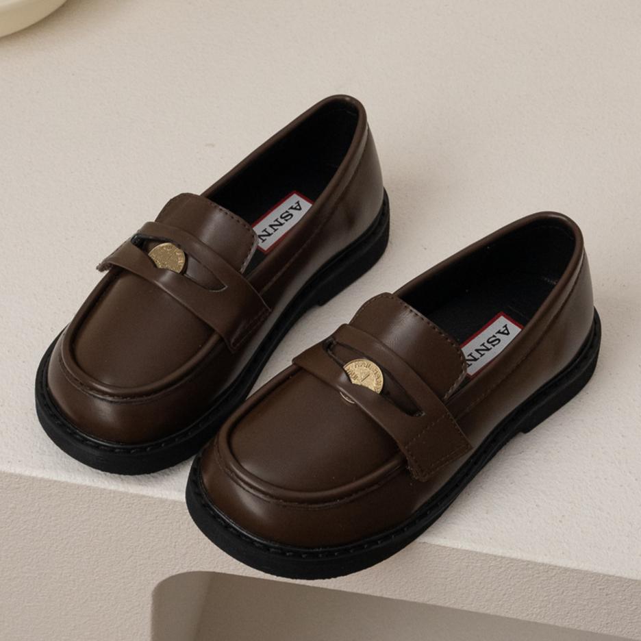 Mokasyny dziecięce Wiosna i Jesień Buty do występów dla dziewcząt Retro Styl Kolegialny Skórzane buty