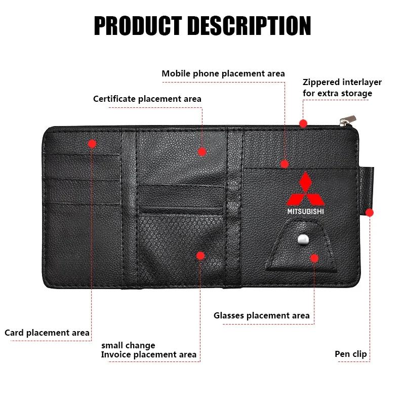 Car Sun Visor Point Type Multi-function Storage Bag Car Accessories for Mitsubishi ASX Lancer Pajero Outlander Center Hub Cap