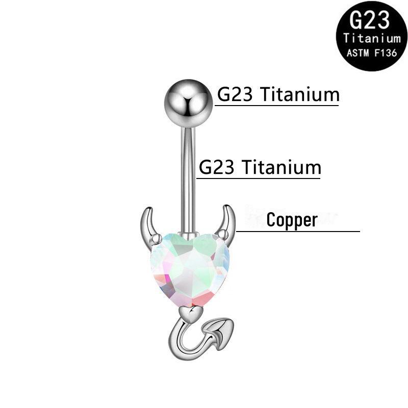 European & American Style G23 Titanium Zircon Devil Belly Button Ring, 14G Body Piercing Jewelry