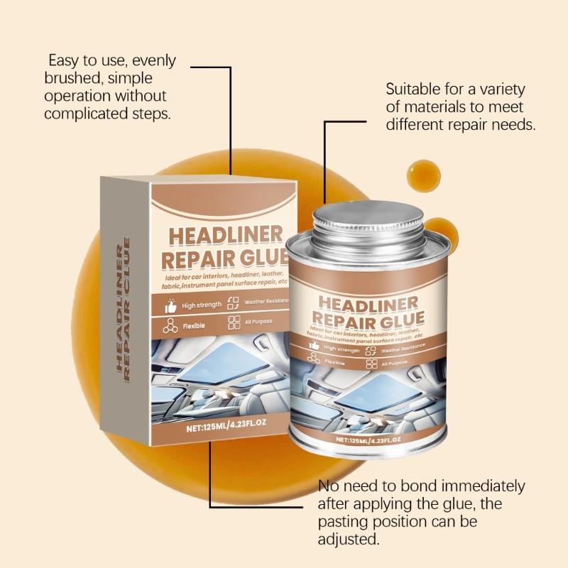 Headliners Repair Glues 125ml, Car Roof Liner Quick Dry Repair Adhesive Glues, Car Roof Fabric Adhesive