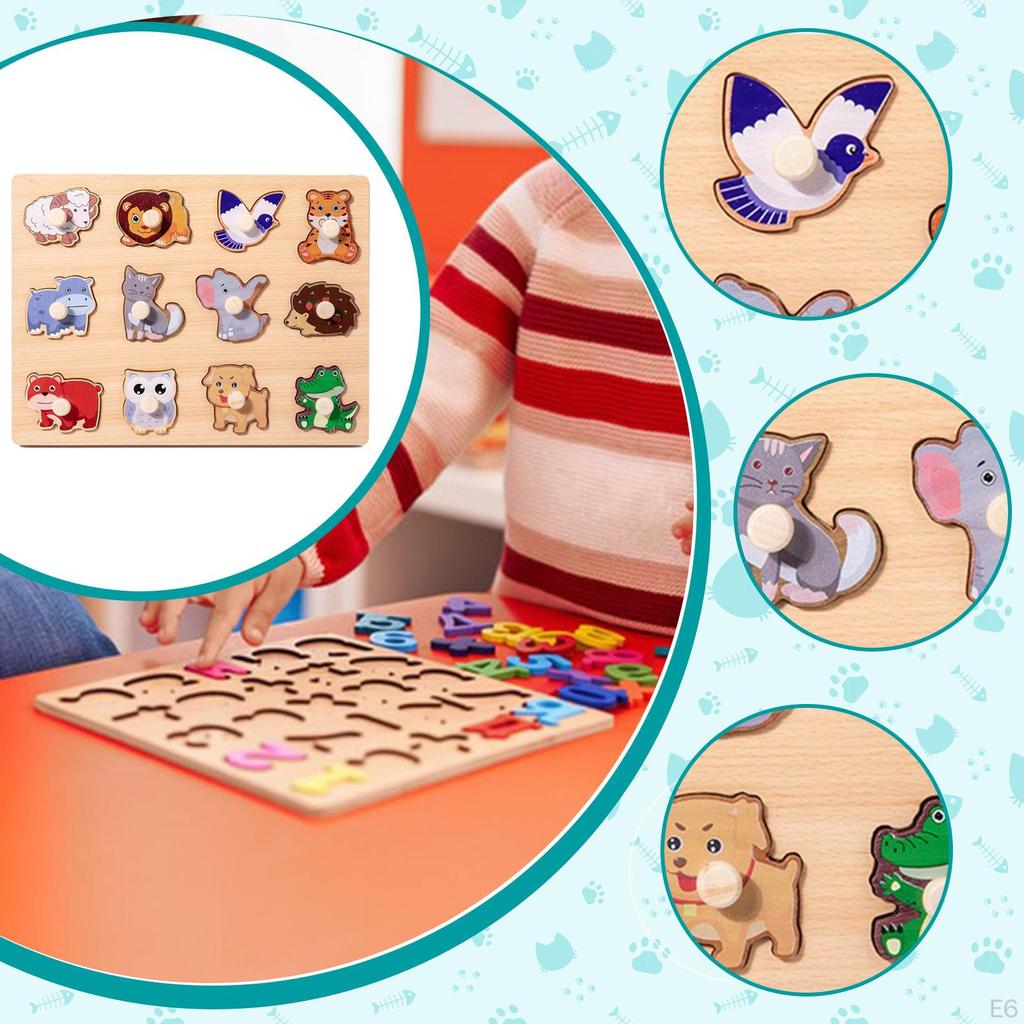 Holz Steckpuzzle Bildung Lernspielzeug Kognitive Farberkennung Form Zuordnungsbrett