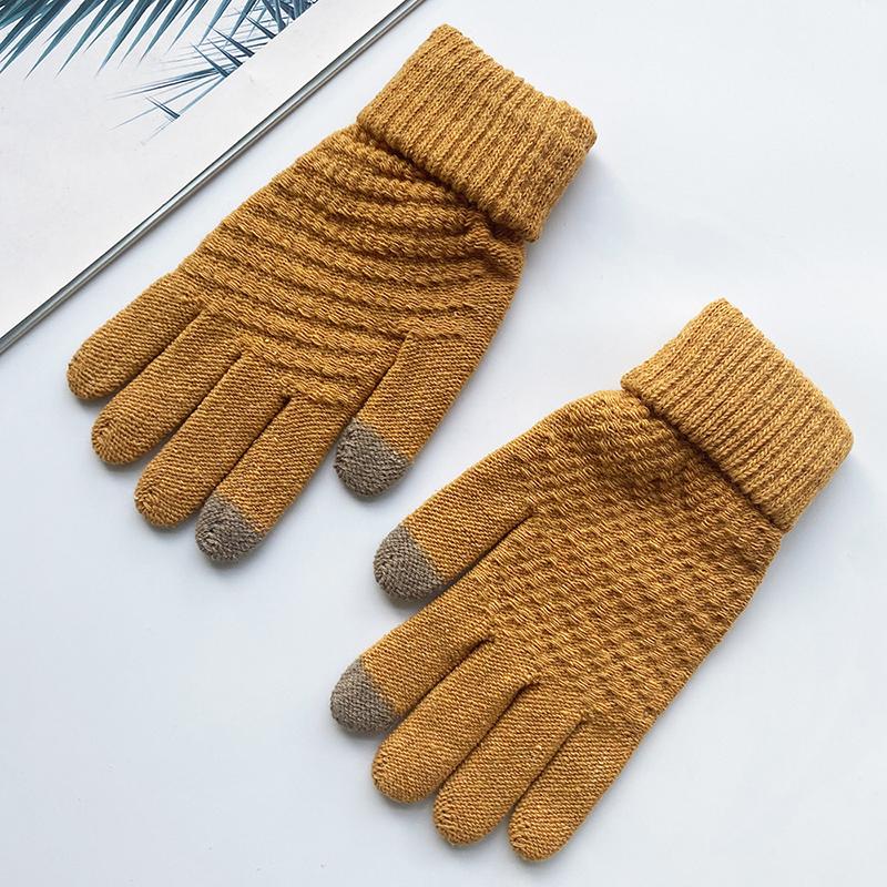Winter Touchscreen Handschuhe Damen Herren Warm Stretch Strick Fäustlinge Imitatwolle Vollfinger Guantes Häkeln Luvas Verdicken Handschuhe