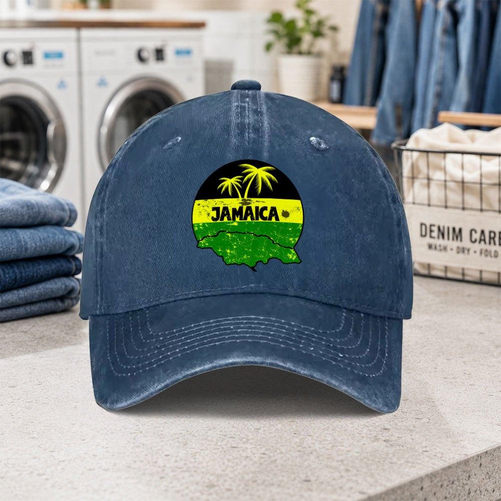 Jamaican Pattern Washed Baseball Cap Adjustable Lightweight Dad Hat for Parties Fashion Outfits Birthday Gift