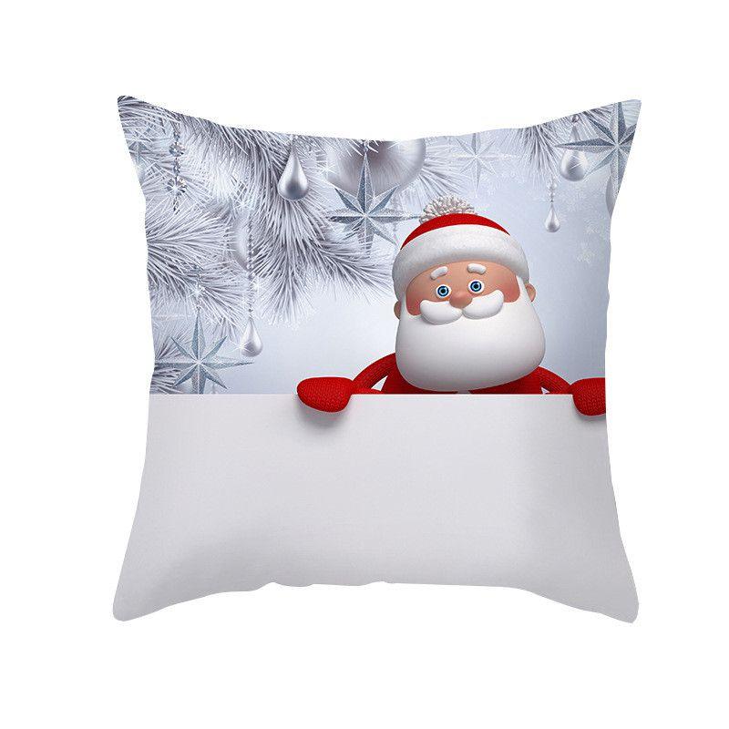 Delightful 18" Christmas Cushion Cover With Santa Claus And Snowman For Festive Sofa Decor