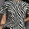 2026 Spring/Summer New Digital Print Zebra Pattern Short-Sleeve Sports Shirt for Women by Egg Tart