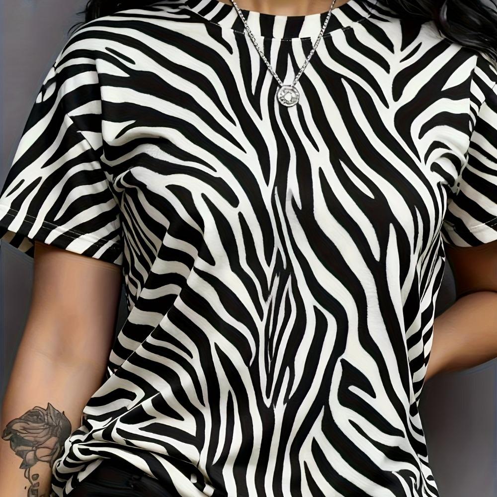 2026 Spring/Summer New Digital Print Zebra Pattern Short-Sleeve Sports Shirt for Women by Egg Tart