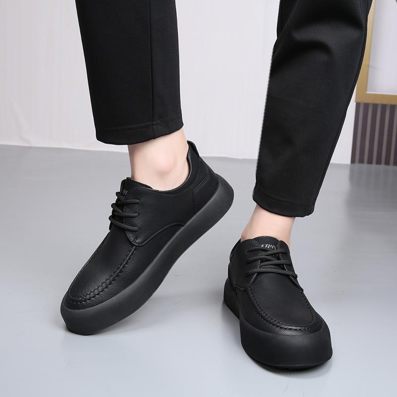 Fashion Lace-Up Men Casual Shoes Men's All-match Genuine Leather Sneakers Waterproof Vulcanized Shoes Men 2024 ComforthableWalking Shoes
