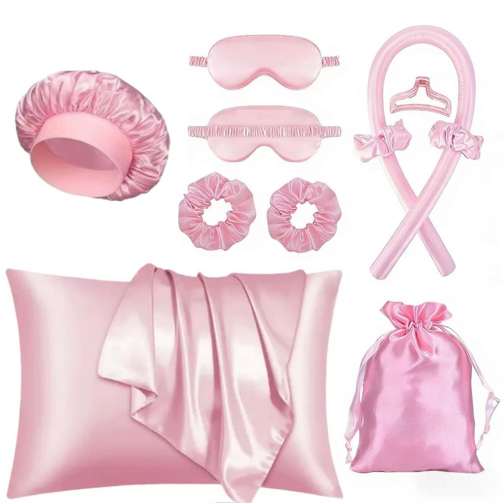 Lazy No-heat Curling Iron Combination Set, Curling Hair Artifact, Pillowcase, Eye Mask, Nightcap, Eye Mask Combination.