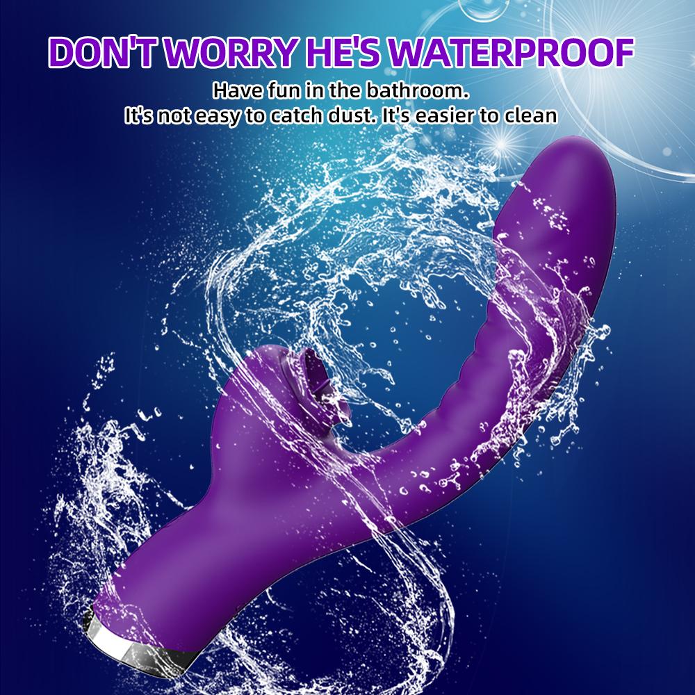 2-i-1 Kvinner App Tunge slikker Vibrator Klitoralmassasje G-Punkt Orgasme Kraftig vibrerende Dildo Stimulator Kvinnelige Voksen Sexleketøy