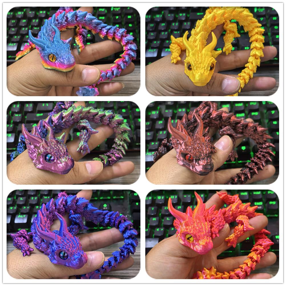 30CM 3D Printed Conjoined Simulated eyes Dragon Baby Ornaments Joints Can Move Dragon Rockery Fish Tank Landscaping Decoration