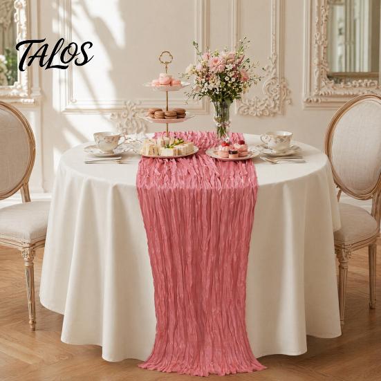 Everyday Use Tablecloth Cheesecloth Table Runner, Boho Rustic Farmhouse Gauze Long Sheer Themed Party Runner Fabric for Wedding Tea Baby Shower