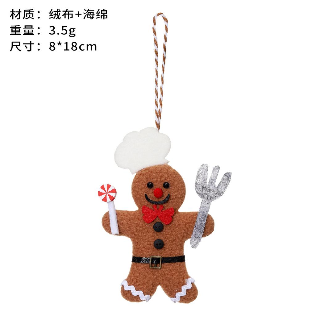 Cross Border Gingerbread Man Christmas Pendant Christmas Tree Decoration Scene Arrangement Props Plush Chef Gingerbread Man