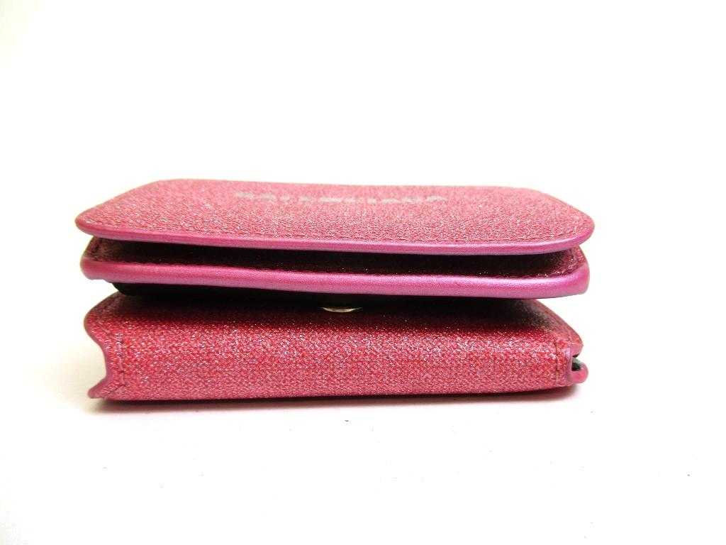 Authentic BALENCIAGA Glitter Pink Leather Trifold Cash Mini Wallet Purse #b183 Open box