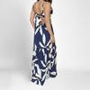 Warm Season New Women's Slanted Collar Fashionable Printed Backless A-line Casual Gown