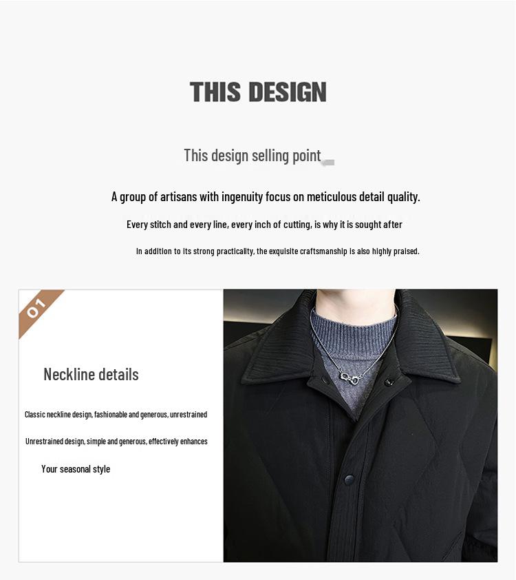 Men's Winter Lightweight Trendy Korean-Style Casual Down Jacket with Shirt Collar.