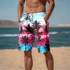 Men‘s’ Hawaiian Cool Swimming Trunks Summer New 3D Cocoanut Trees Printing Beach Shorts Palm Tree Shorts