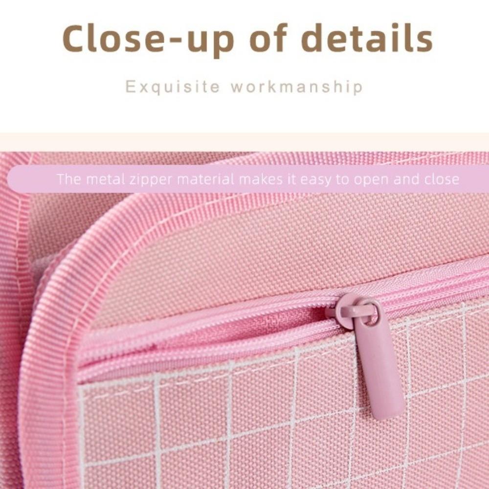 Large-capacity Grid Pencil Case Multi-layer Student Stationary Boxes Pen Storage Bag  School/Office