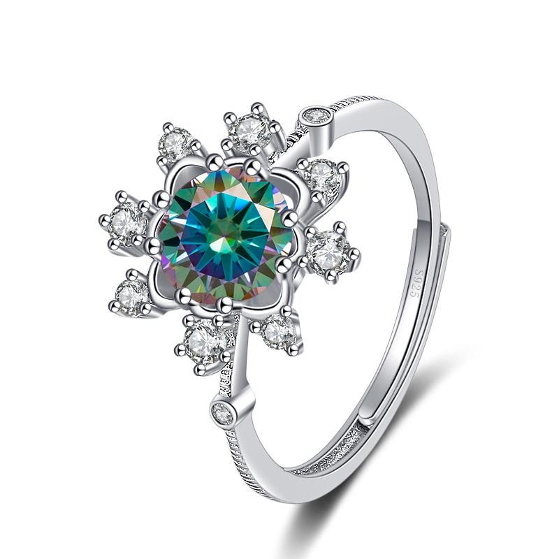 Bague Ringen 1 Carat Eight Heart Eight Arrow Moissanite Diamond Jewelry Sterling Silver S925 Snowflake Ring Adjustable Size Rings