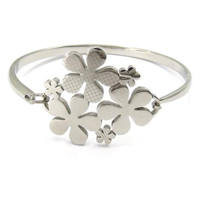 [K6009] - Silver 'Flora' Steel Bracelet