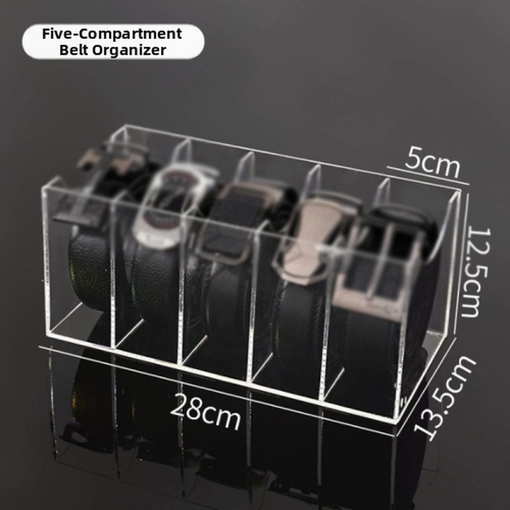 

Acrylic Desktop Belt Organizer Featuring 357 Compartments to Store For Belts Ties and Bow Ties Efficiently in Any Closet Space 3 compartments