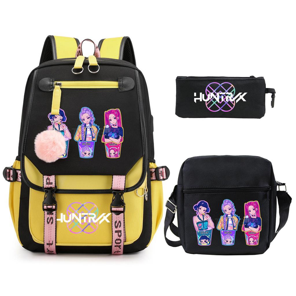 Animation Cartoon Peripheral Primary And Secondary School Students Schoolbag Multi-Functional Large-Capacity Leisure Backpack Three-Piece Set