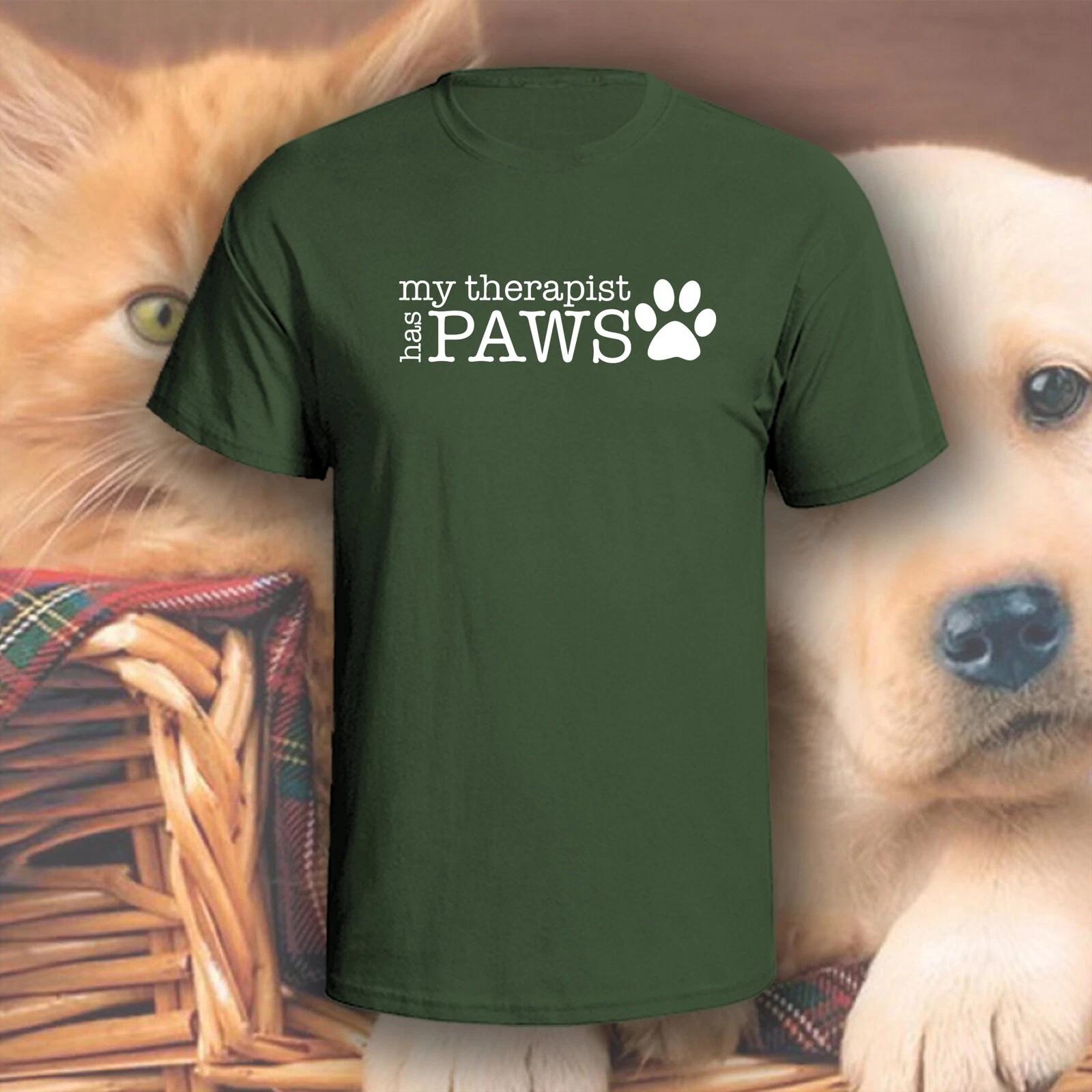 

My Therapist Has Paws T-Shirt | Pick Your Color! | Dog/Cat Mom M