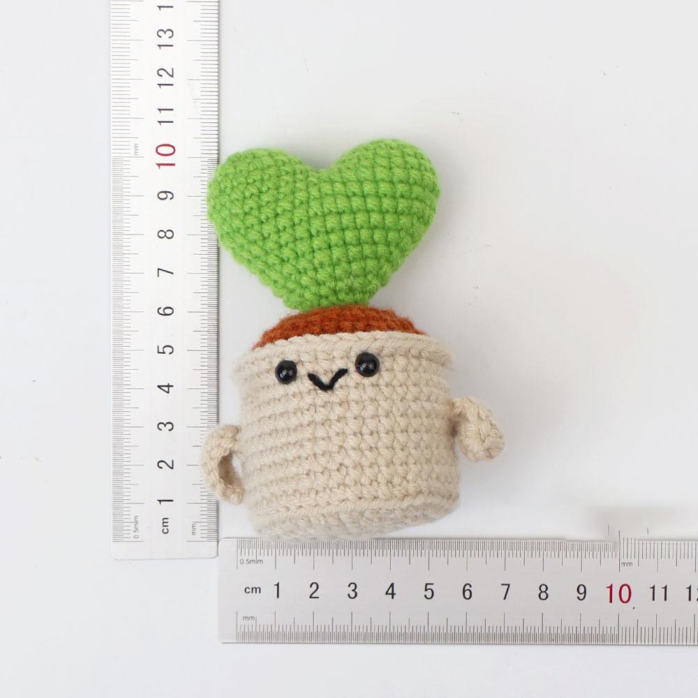 Lovely Heart-shaped Crochet Potted Mini Handwoven Plant Desk Bookshelf Decor Knitting Flowers Gift