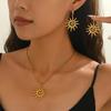 Women's Necklace Set with Unique Sunflower Design Pendant Earrings Versatile Jewelry for Women