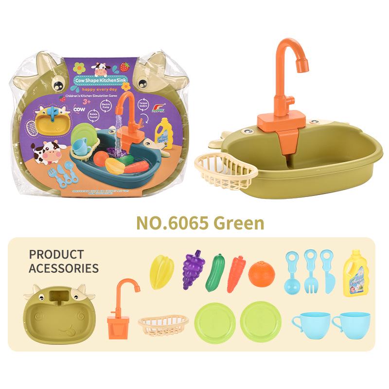 Children's Pretend Play Electric Sink with Circulating Water and Vegetable Washing Features