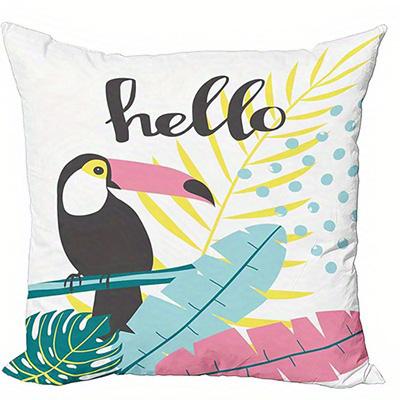 Home Decor Hello Toucan & Flamingo Tropical Style Pillows Pattern Cushion Cover Suitable For Sofa Bedroom Car Pillow Cover