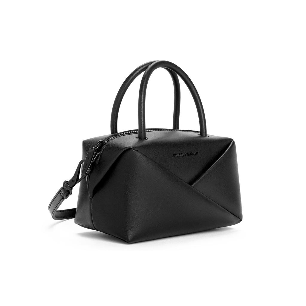 Charles & Keith Small CK 26 Summer Minimalist Tote Bag Origami Bag PU Crossbody Handbag Small Women tote bags Chocolate Black CK2-30271722