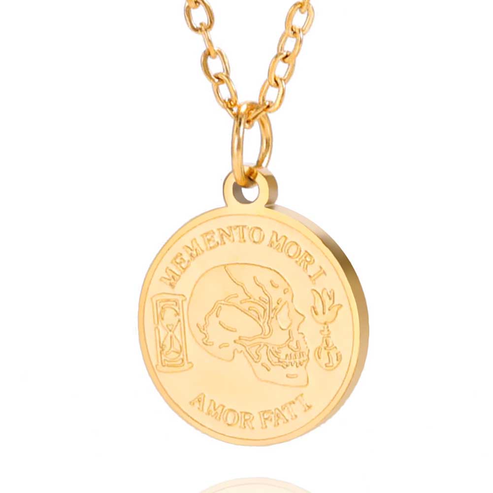 Round Coin Compass Pendant Necklace for Men Women Viking Star Butterfly Stainless Steel Choker Jewelry Hip Hop Accessories Gift