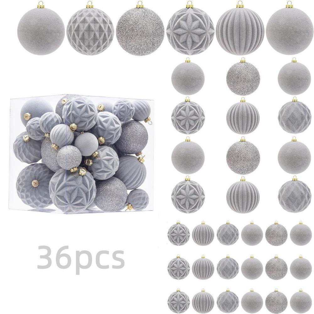 

36pcs/box Shatterproof Flocked Christmas Tree Ball Colorful Christmas Tree Pendant DIY Style 7