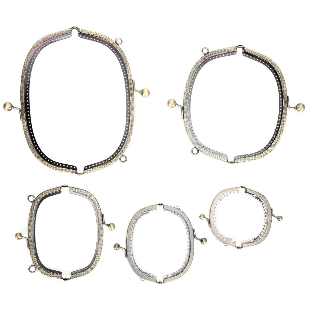 5Pcs Arc Shape Metal Purse Frame Bronze Embossed Clutch Frame  For Wallet Sewing