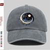 Celestial Moon Stars Baseball Cap Washed Denim Trucker Hat Adjustable Unisex Street Style Outdoor Cap