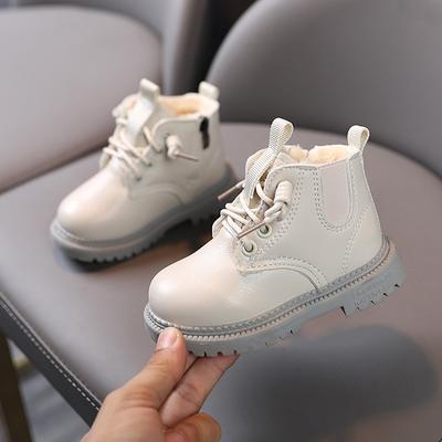 Autunno e Inverno Nuovi Stivaletti Martin per Bambini Tinta Unita Stile Britannico Stivali da Ragazzo Stivali da Ragazza