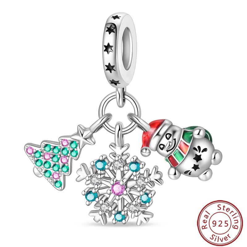 Copper Romantic Christmas Snowman Gingerbread Santa Claus Charms Bead Fit 3Mm Diy Fine Jewelry Accessories