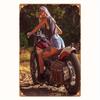 Vintage Motorcycle Goddess Metal Sign  Featuring a Vivid Red and Stylish Rider Perfect for Cafe Bar Garage