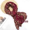 Floral Silk Braided Scarf: Versatile Spring & Autumn Pleated Shawl