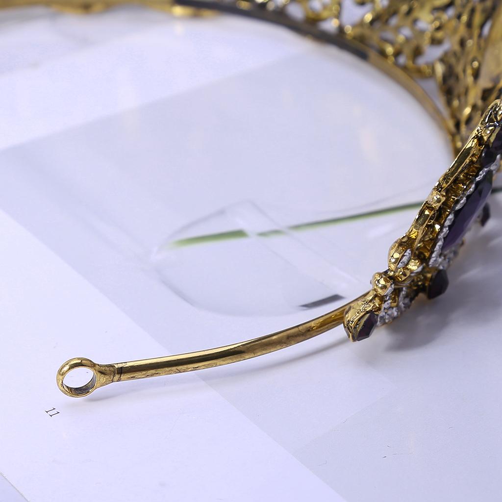 Glow Fashion for Rhinestone Stone Headband Luxury Purple Vintage Crown for Festi