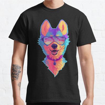 Plus Size S-3XL Sparkle Dog Printed T-shirt Men's Tops Fashion Clothes Tees