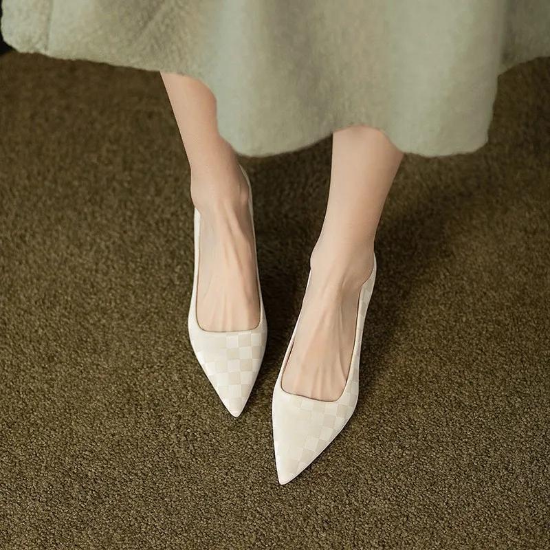 

Fashion 2025 High Quality Shoes for Women Slip-On Dress High Heels Female Sexy Pointed Stilettos Ladies Elegant Pumps Zapatos De Mujer 40 абрикосовый