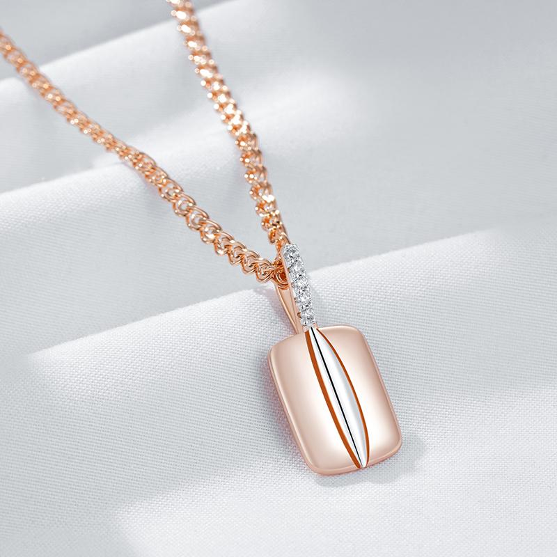 Shiny Natural Zircon Square Pendant Necklace For Women Luxury  Rose Gold  Color Mix Design Daily Fine Jewelry