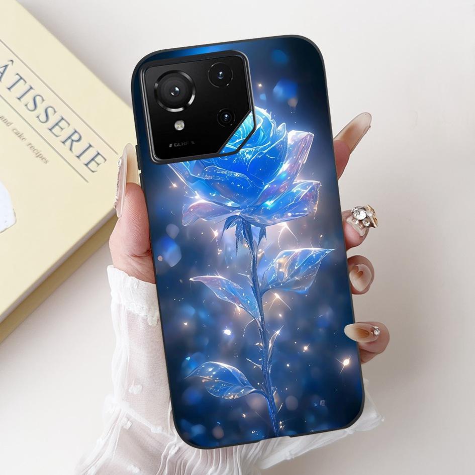 For Asus Rog Phone 9 Pro 5G Case Popular Flower Cartoon Soft Black Silicone Shockproof Cover For Asus Rog Phone 9 FE Phone9 Capa