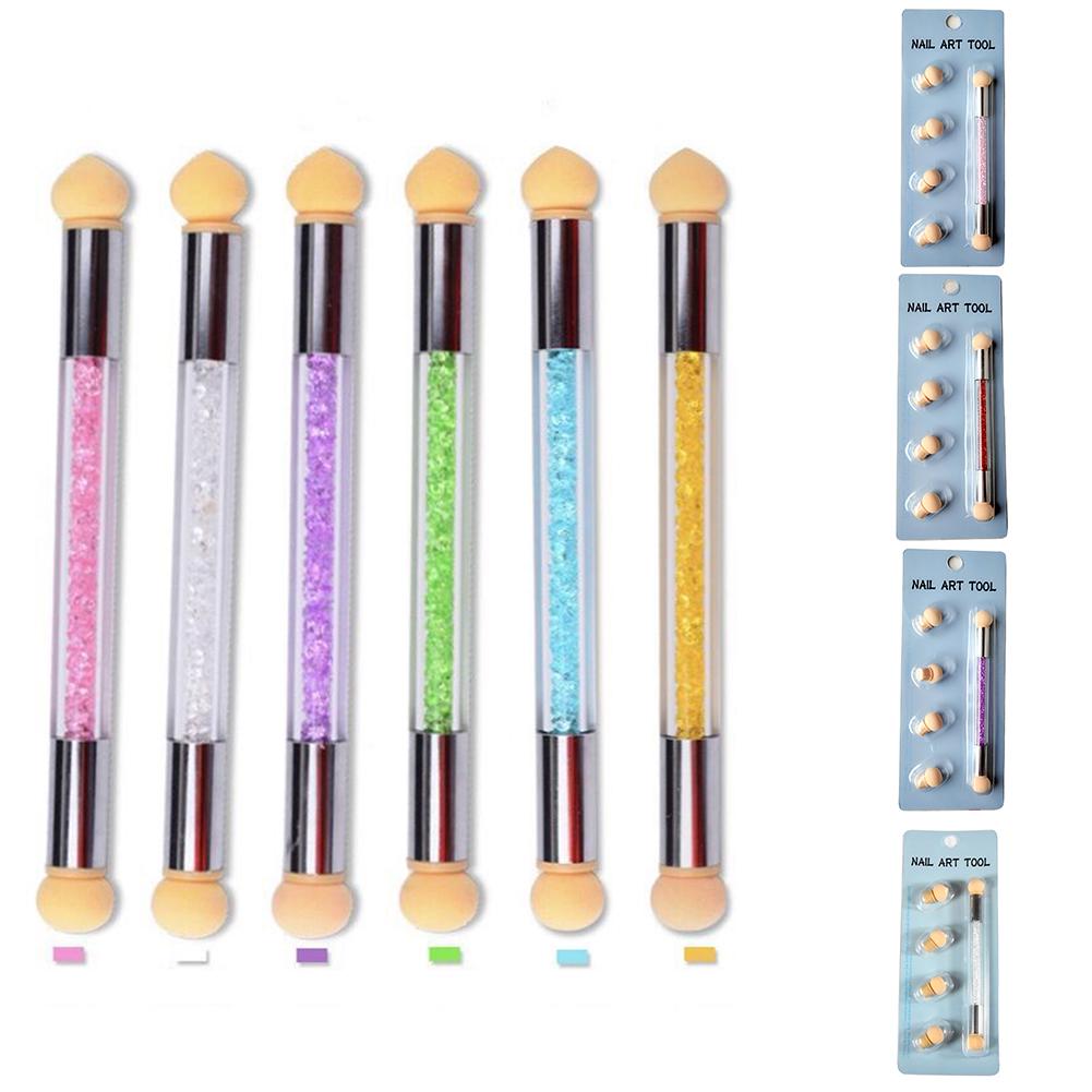 Portable Washable Double-Head Sponge Stained Pen Nail Art Painting Point Painting Tool