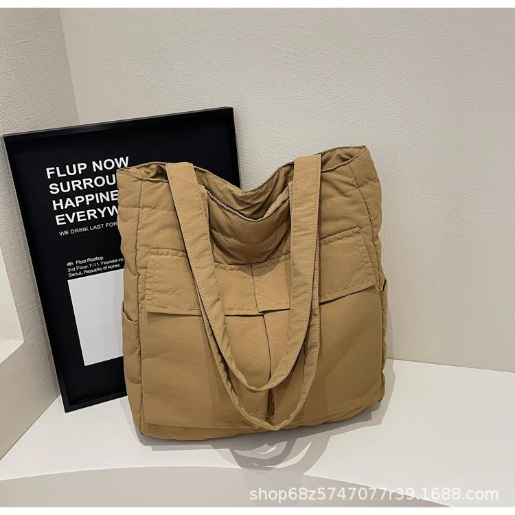 

Casual nylon bag women s 2025 new versatile college student class bag large-capacity commuter shoulder tote bag хаки
