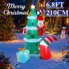6.8FT Xmas Holiday Inflatable Yard Decor LED Christmas Tree Santa Elf Penguin Christmas Toy Supplies Home Decor Ornaments Gifts
