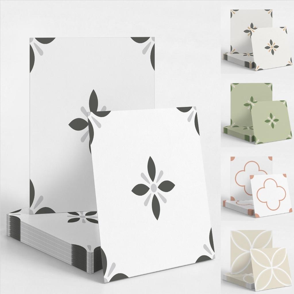 25Style 10Pcs Mandala Tile Stickers, Thick Matte Finish Waterproof Self-Adhesive Floor Wall Decor for Kitchen Home