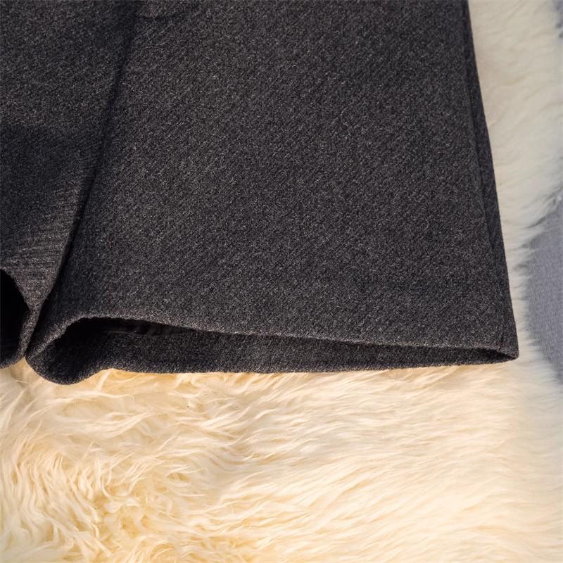 Kurze Damenhose mit hohem Bund aus grauer Wolle - A-Linie, weites Bein, vielseitig für Herbst/Winter 2024